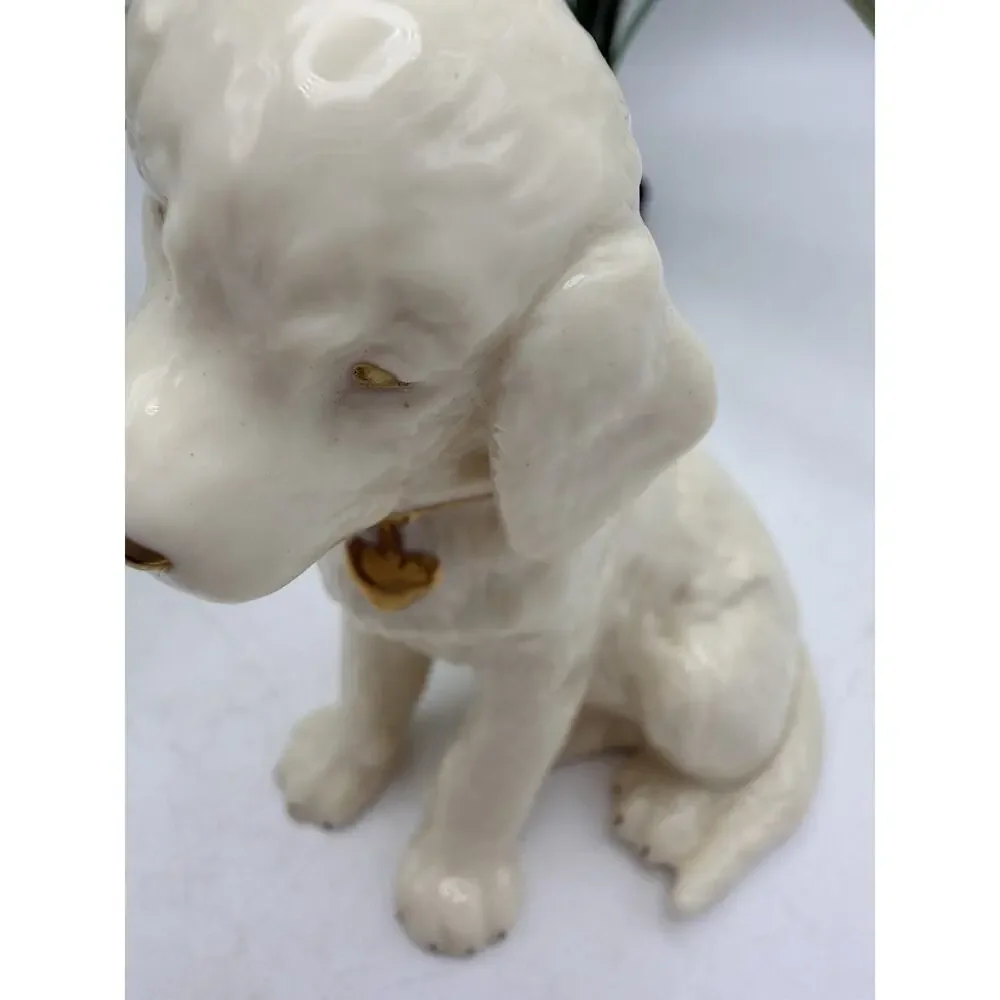 Lenox Dog Puppy Porcelain Figurine 24kt Gold Heart Collar Lab Retriever VTG